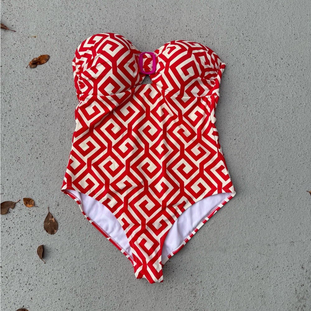 Boden Red Taormina Bandeau Swimsuit Size US 16/18